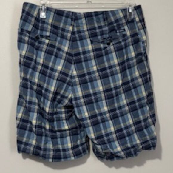 USED Men's Chaps Flat Front Shorts Color Blue and Yellow Size 34 - Picture 2 of 2